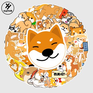 50 Miếng Dán Trang Trí Chống Thấm Nước Hình Chó SHIBA CORGI SNOOPY