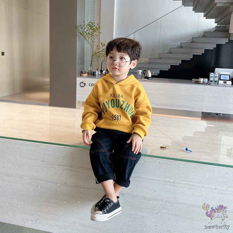Áo Hoodie Tay Dài In Chữ Phong Cách Hàn Quốc Dành Cho Bé Trai