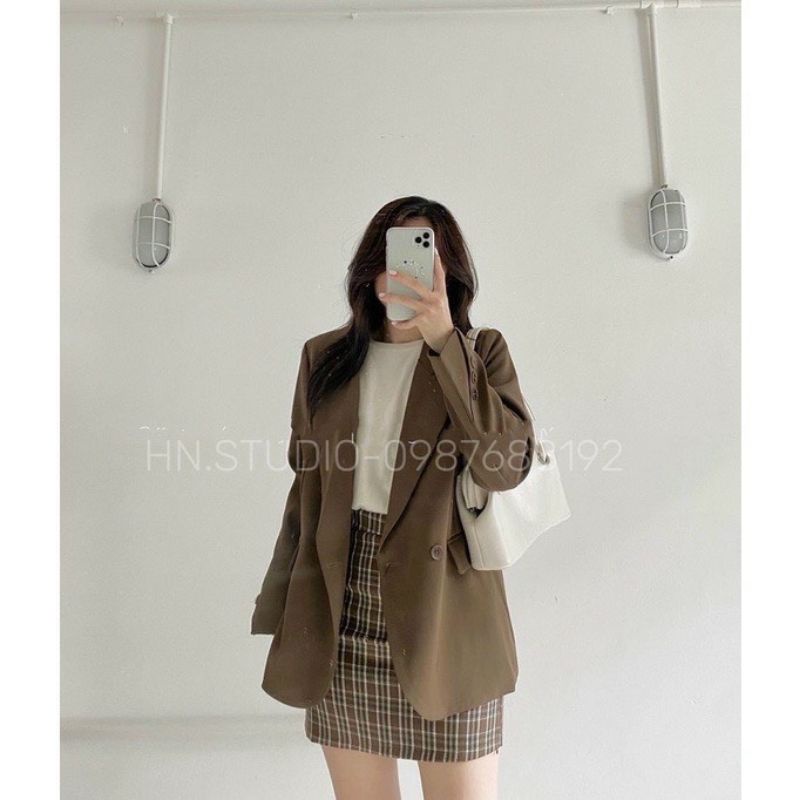 ÁO KHOÁC BLAZER DÀI TAY HAI HÀNG CÚC TAY CHÉO