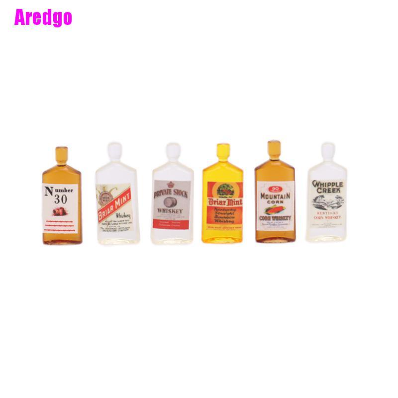 Set 6 chai rượu whiskey mini tỉ lệ 1:12 cho nhà búp bê
