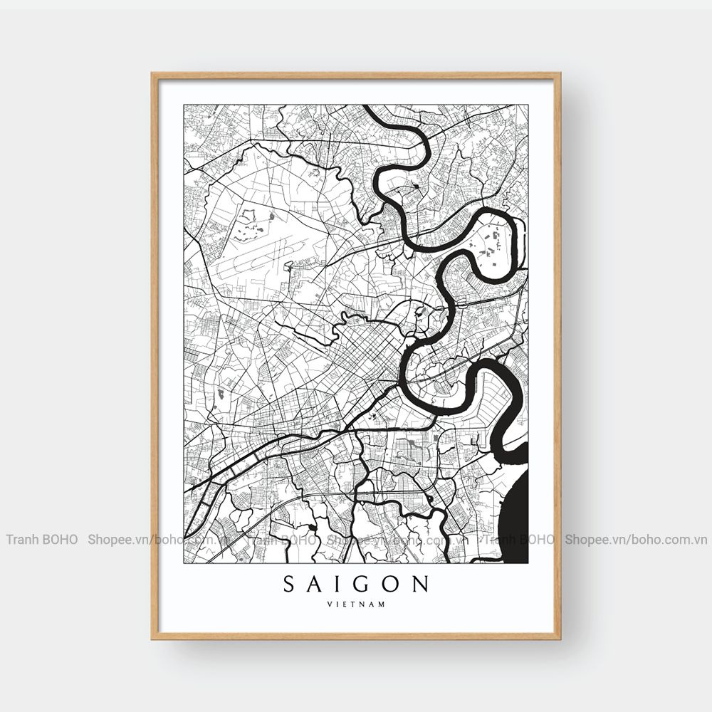 Tranh Sài Gòn decor treo tường kích thước 50*70cm, tặng kèm đinh 3 chân treo tranh, bảo hành 12 tháng