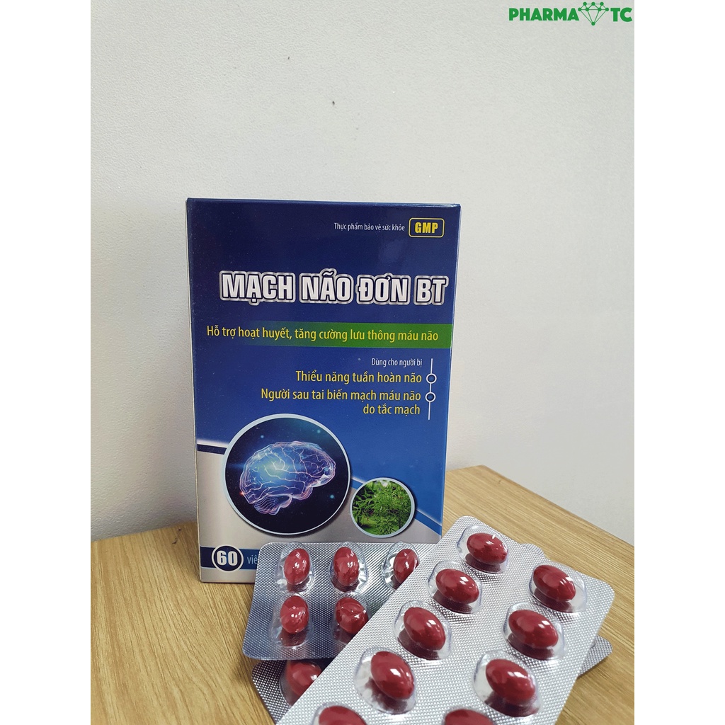 Viên uống tuần hoàn não hoạt huyết dưỡng não, Mạch Não Đơn BT, Ginkgo biloba 120mg - Hộp 60 viên - PharmaOTC