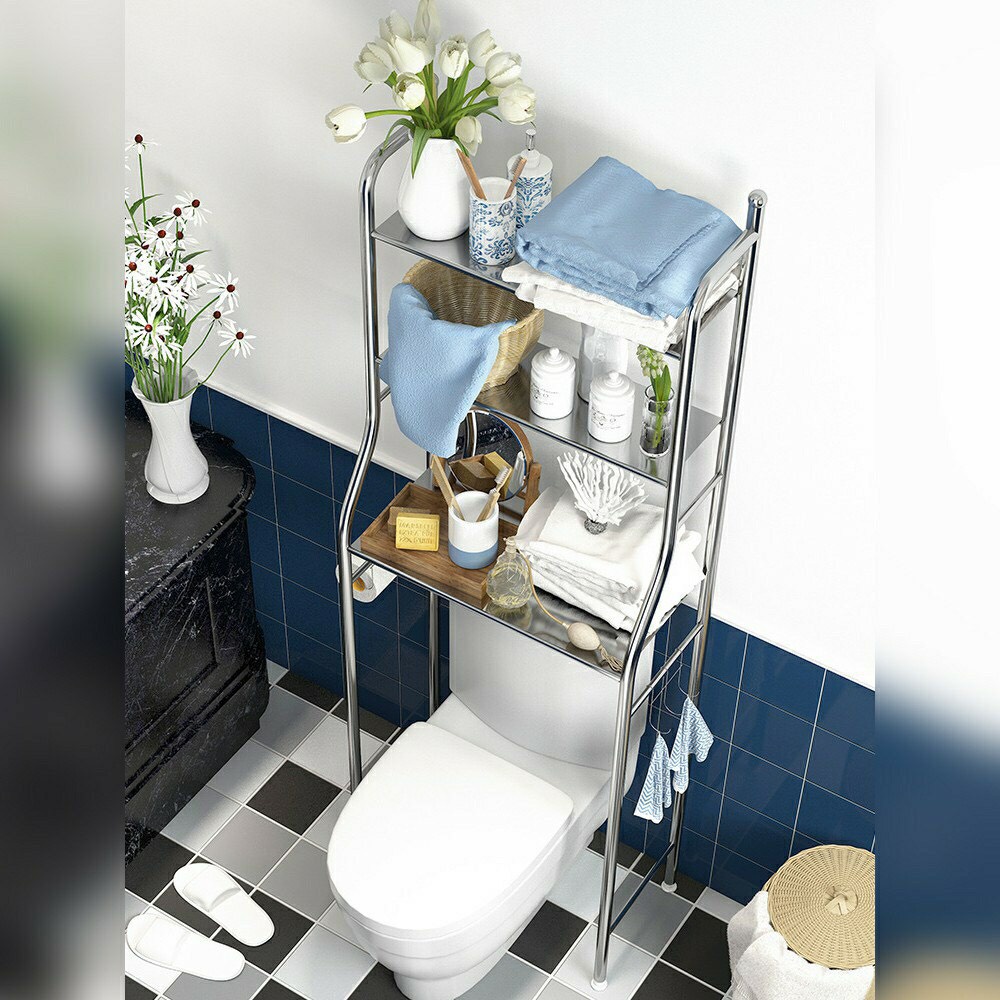 Kệ Bồn Cầu Inox 3 Tầng Không Rỉ, Lắp Đặt Dễ Dàng Đủ Phụ Kiện