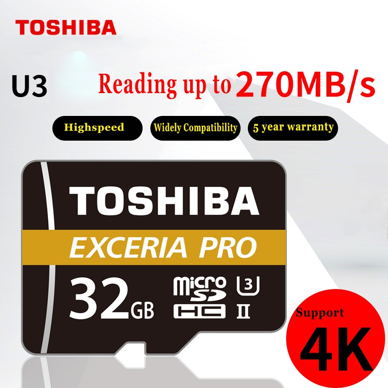 Thẻ nhớ MicroSDHC Toshiba Exceria Pro M501 32GB UHS-II U3 4K R270MB/s W150MB/s (Đen)