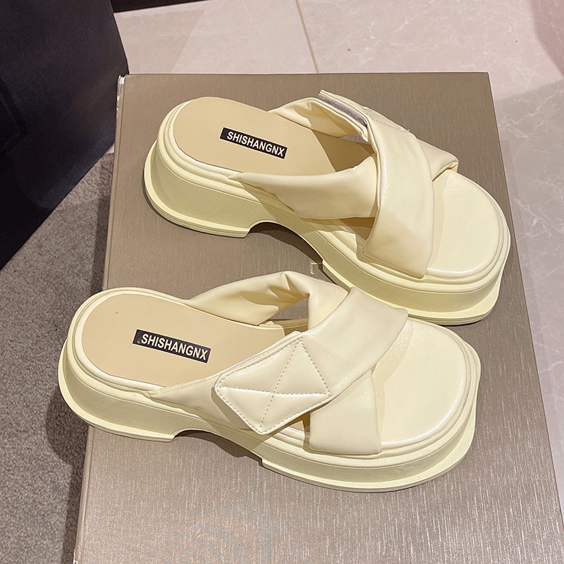 Sandal Đế Dày Quai Chéo Phong Cách Mới Chống Trượt Thời Trang Mùa Hè Dành Cho Nữ