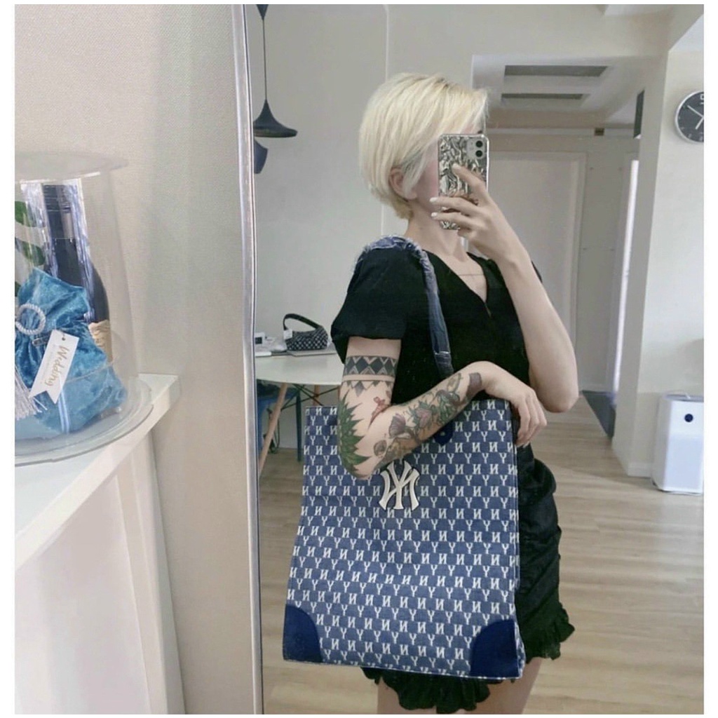 túi tote mlb siêu hot kèm ví nhỏ size 36*38*8cm xanh đen