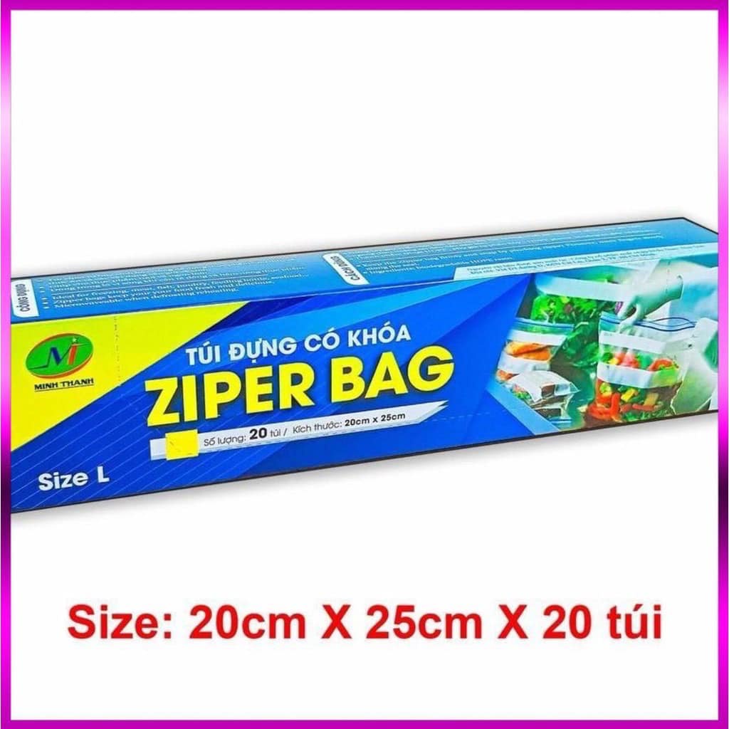 Túi nhựa có khóa Zipper L 20cm x 25cm x 20 túi (túi zip)