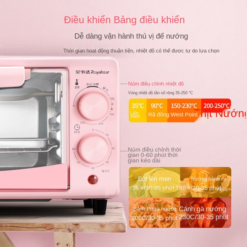 Lò nướng điện Rongshida gia đình nướng bánh đa chức năng tự động mini để bàn Lò ký túc xá công suất lớn