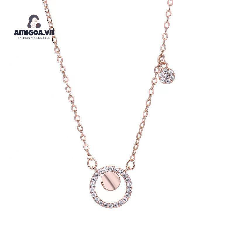 ✨✨ Vòng cổ Mặt Đĩa Nhỏ Đính Kim Cương Sang Trọng Nhẹ Nhàng