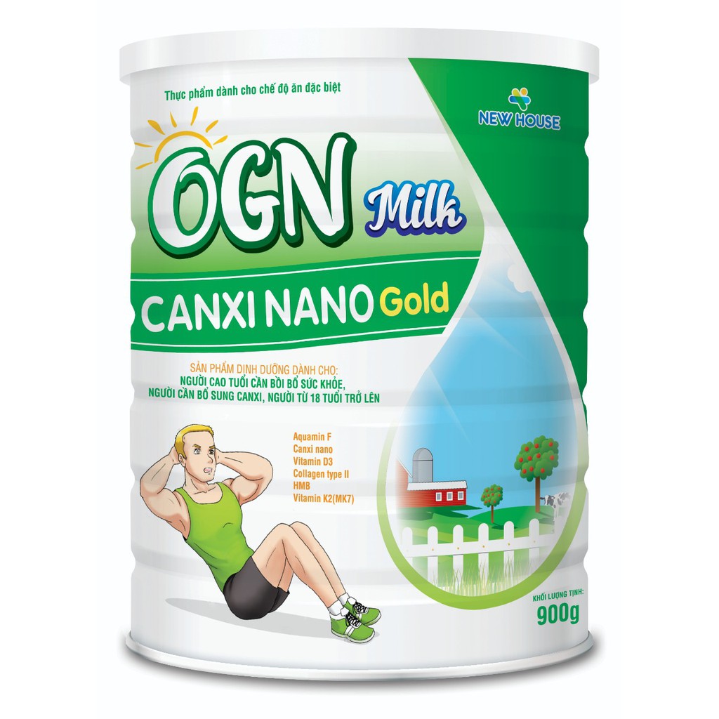 Sữa bột OGN Milk Canxi Nano Gold bổ sung canxi cho người lớn hộp 900g