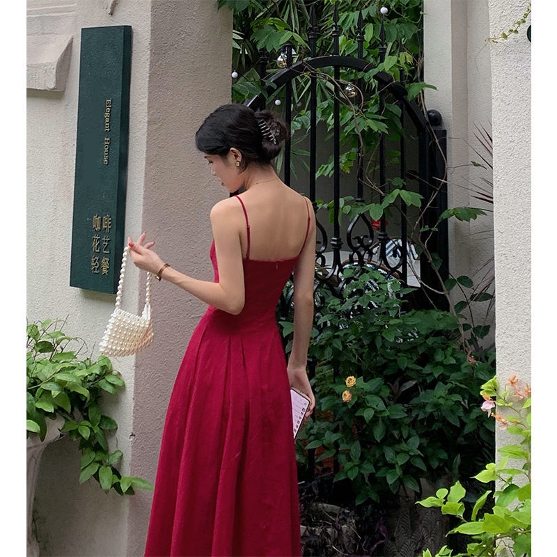 Set đầm hở vai mùa hè phong cách Pháp cổ điển hàng mới dành cho bạn nữ