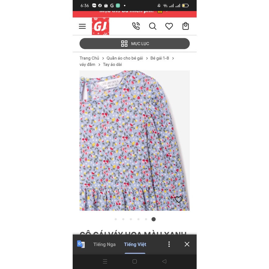 Đầm dài tay bé gái hoa nhí xuất dư xịn hãng GJ