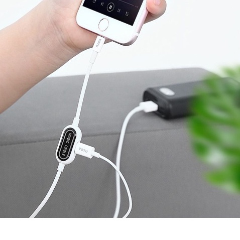 CHÍNH HÃNG TOTU JACK CHIA 2 CHÂN VỪA sạc nhanh VỪA NGHE NHẠC, MIC âm thanh GAME USB-A sang IP 5 6 7 8 x xr xs 11 12 13