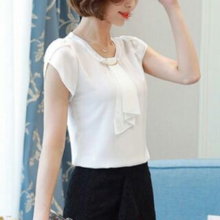 ÁO CỔ TRÒN PHỐI NƠ XỎ KHOEN