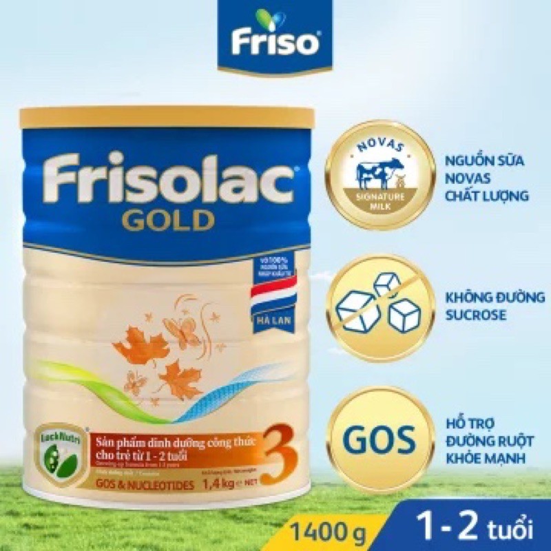 (Mẫu mới 1.4kg) Sữa Frisolac Gold 3, 1,5kg, FrieslandCampina Hà Lan