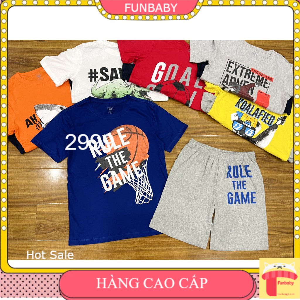 Bộ hè bé trai 5-18 tuổi hàng GAP Việt Nam xuất khẩu, Bộ cộc tay cho bé vải cotton co giãn tốt thấm hút mồ hôi tốt