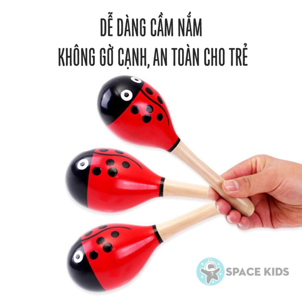 Đồ chơi gỗ Lục lạc, Xúc xắc gỗ đầu tròn cho bé nhiều màu sắc Space Kids