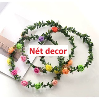 Cành kẽm quấn lá làm vòng đội đầu , vòng kỷ yếu , vòng hoa treo cửa