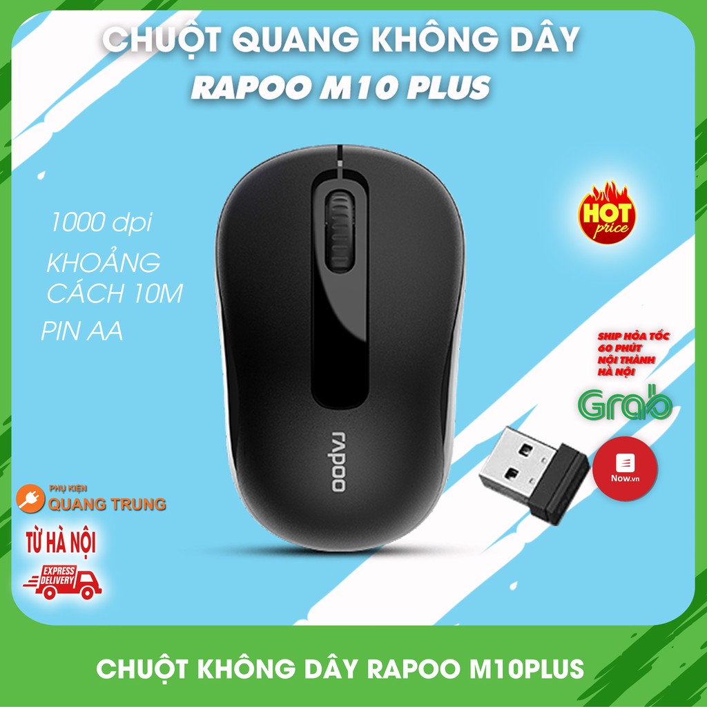 Chuột không dây Rapoo M10plus, chuột quang không dây, 1000dpi chuột cực tốt