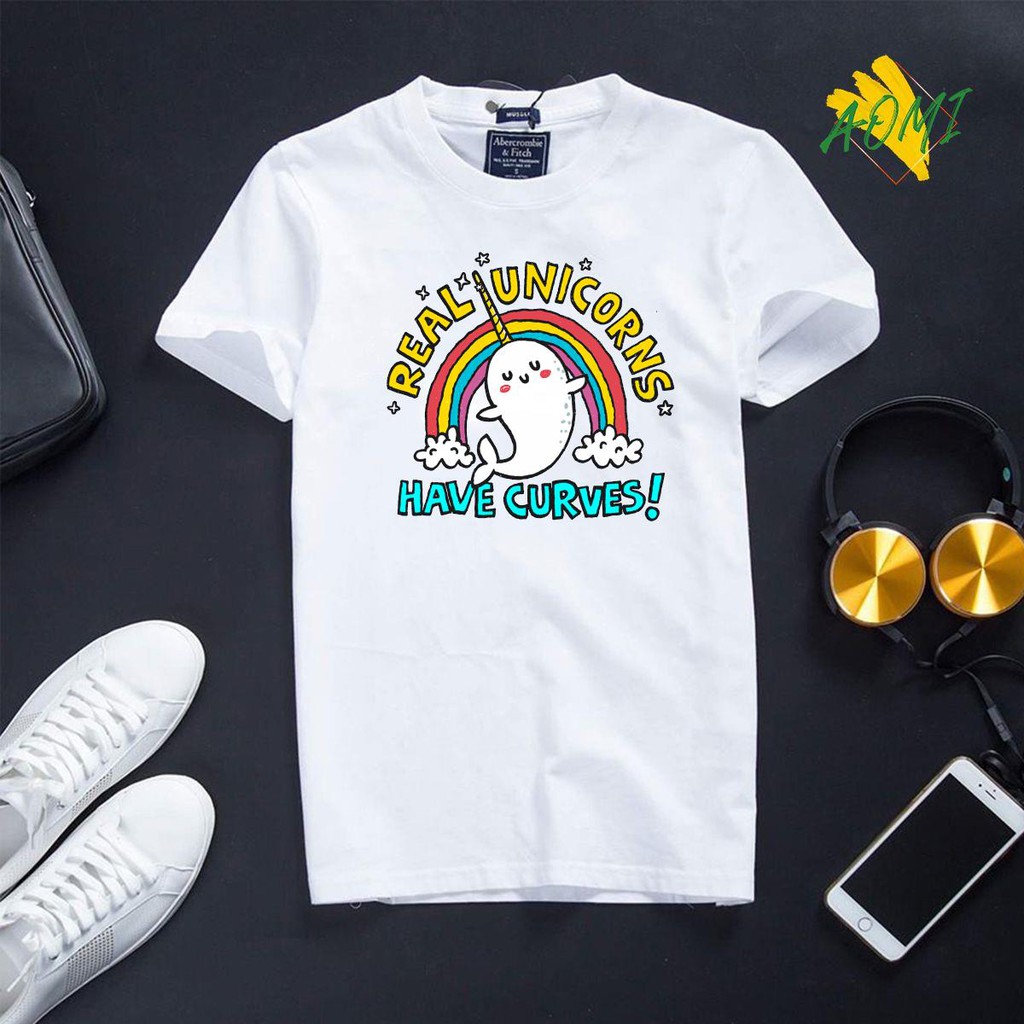 ÁO THUN UNISEX AOMI ĐẶC BIỆT UNICORN REAL HAVE CURVES TAY NGẮN TAY LỠ NAM NỮ AOMIVN THỜI TRANG