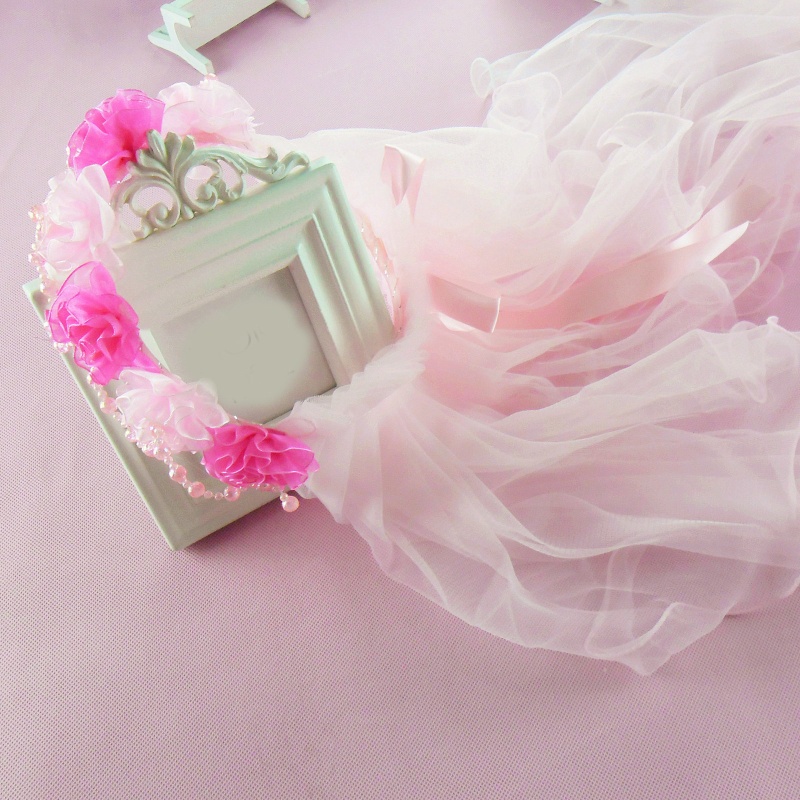 Mạng Che Mặt Bằng Vải Tuyn Xếp Ly In Hoa Vương Miện Lãng Mạn Trang Trí Đám Cưới