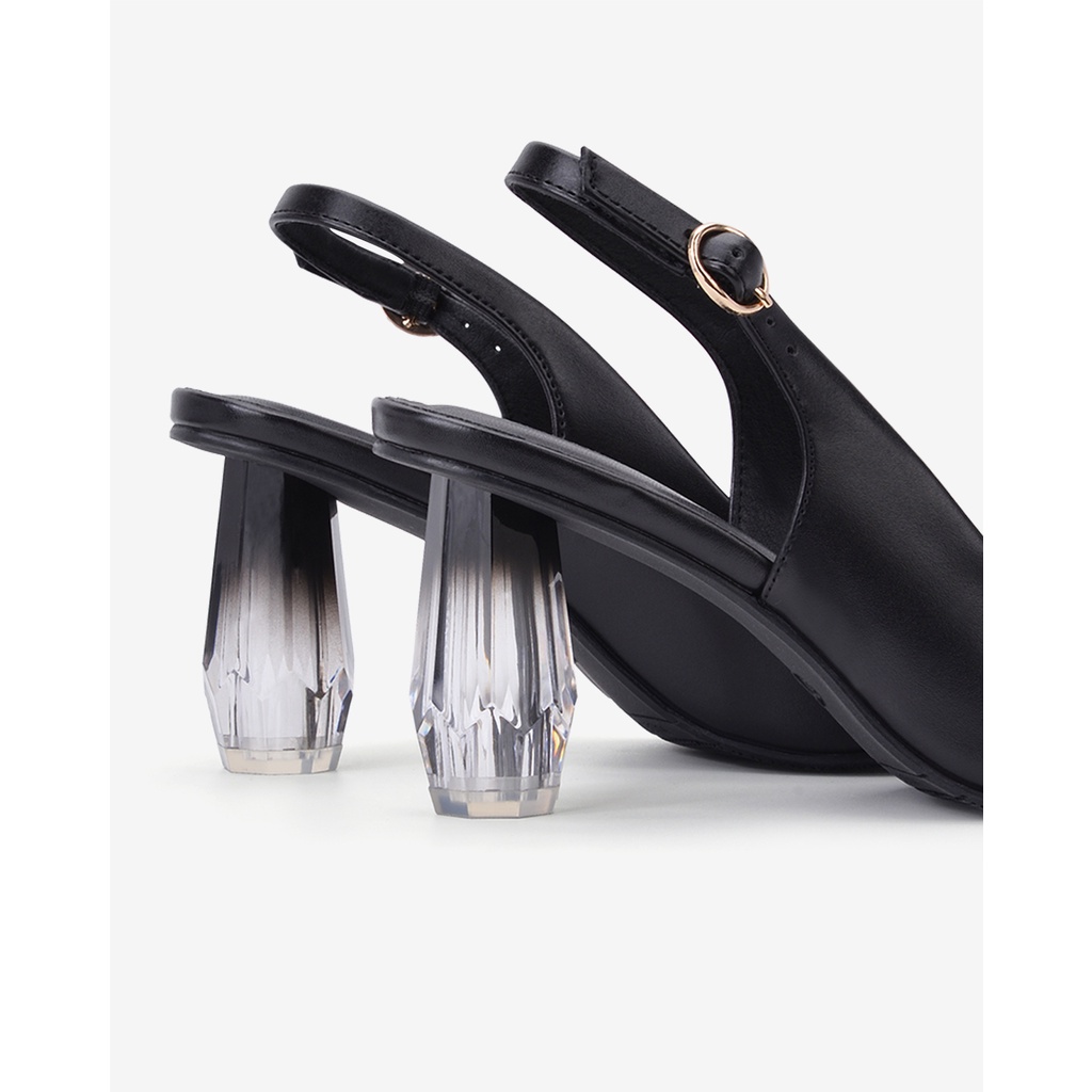 Giày cao gót nữ Đông Hải thiết kế Slingback mũi nhọn sành điệu đính gót kim cương cao 7cm - G81I8