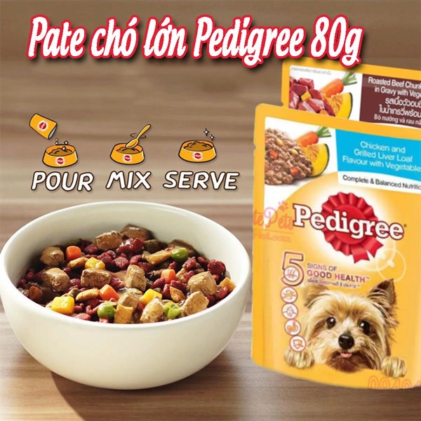 Pate Thức Ăn Mềm Cho Chó Lớn Pedigree Bò Nướng Và Rau Gói 80g - iPet Shop