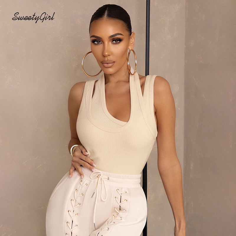 Áo Sát Nách Giả Hai Mảnh Cổ Chữ U Màu Trơn 2022 Thời Trang Cho Nữ