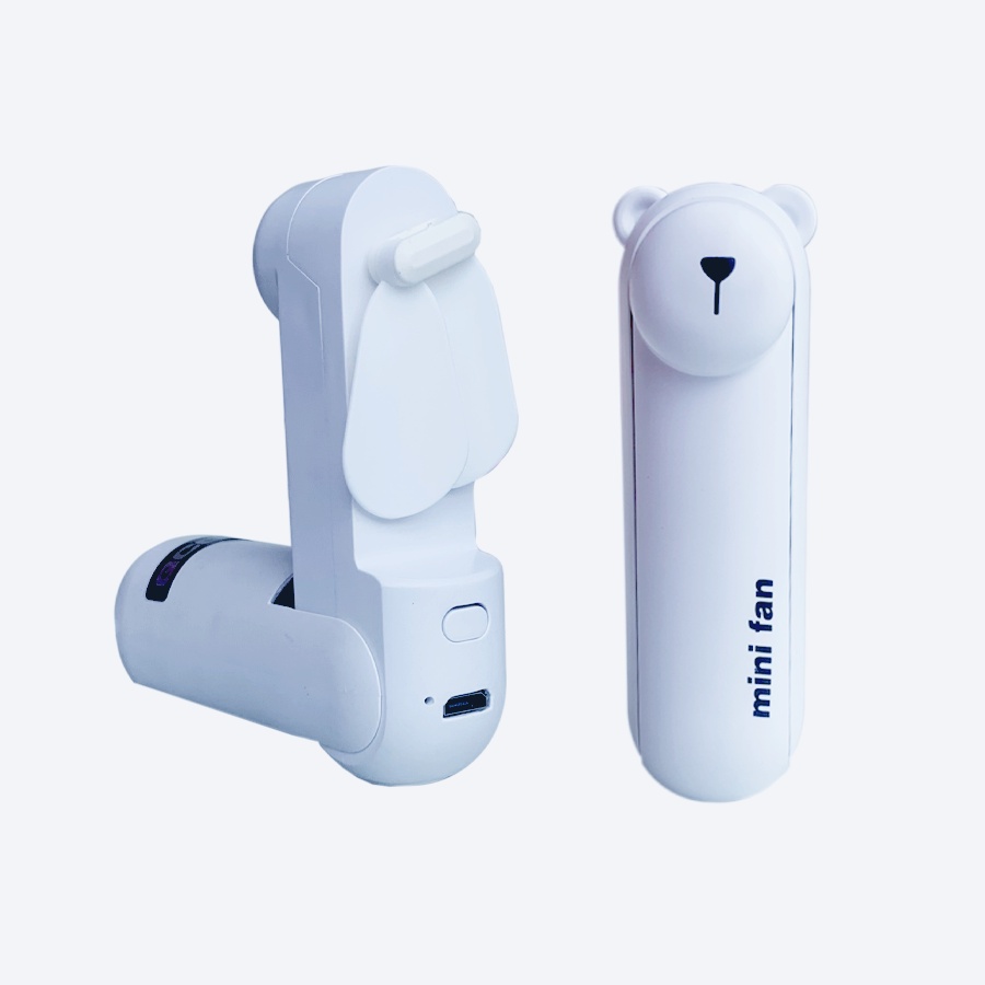 Quạt cầm tay mini Qcone F204 sạc USB, gấp gọn tích hợp đèn pin mini kèm móc khóa dễ thương ( 4 màu )