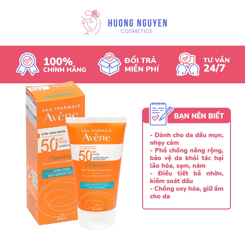 Kem Chống Nắng Avene Dry Touch Fluide SPF50+ 50ml / Avene Mattifying Cleanance SPF50+ 50ml