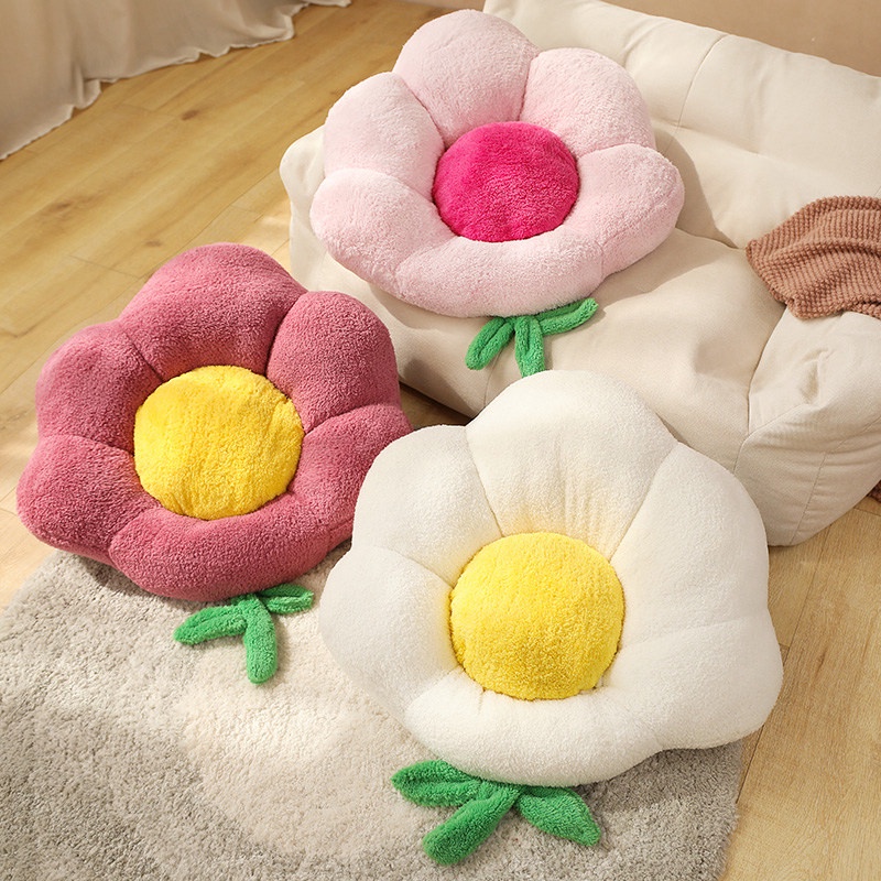 CÓ SẴNĐệm Lót Cho Sàn Nhà Cửa Sổ/ Cửa Ra Vào Bằng Cotton Hình Hoa Mềm Mại Cho Mùa đông Gối Nhồi Bông Tựa Lưng Hình Hoa Hướng Dương Có Thể Giặt Được