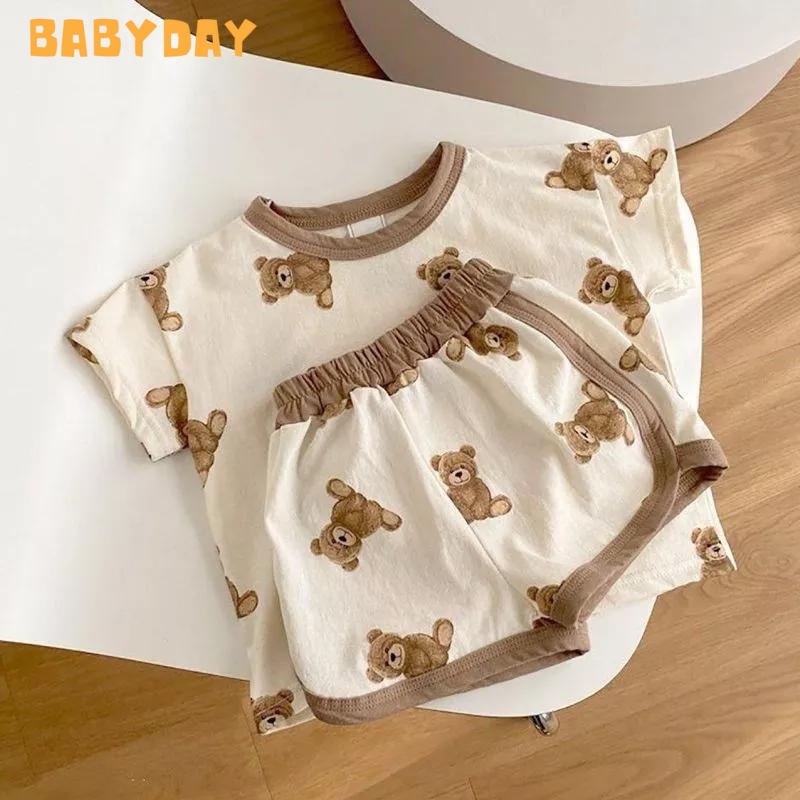 Đồ bộ bé trai bé gái Lotuka hình Gấu, quần áo trẻ em mặc nhà mùa hè 4-18kg