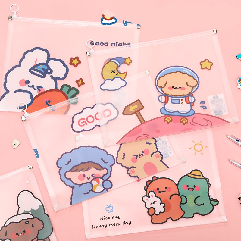 Túi Đựng Bút Trong Suốt Hình Cute Dễ Thương (21*17cm) - Hộp Đựng Bút Khóa Zip Siêu Đẹp