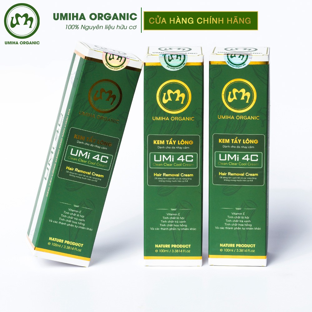 Combo 3 hộp Kem tẩy lông UMIHA (Umi 4C - 100ml x3) cho da nhạy cảm - Tặng Mỡ trăn triệt lông vĩnh viễn U Minh Hạ (10ml)