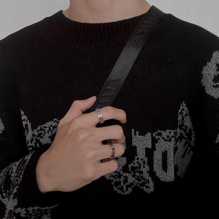 Nhẫn Nam Nữ Thép Titan Không Gỉ Hoa Văn Vạn Lý Trường Thành R07