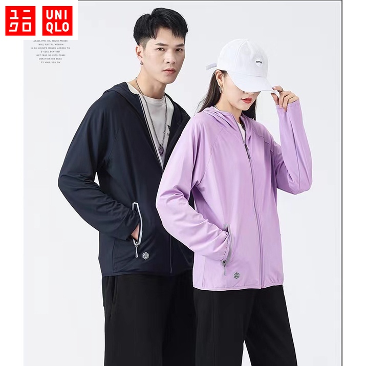 Áo khoác Uniqlo Nữ Airism Chống tia cực tím UPF 50 + Lưới dài tay Full Zip Áo khoác ngoài trời Áo khoác