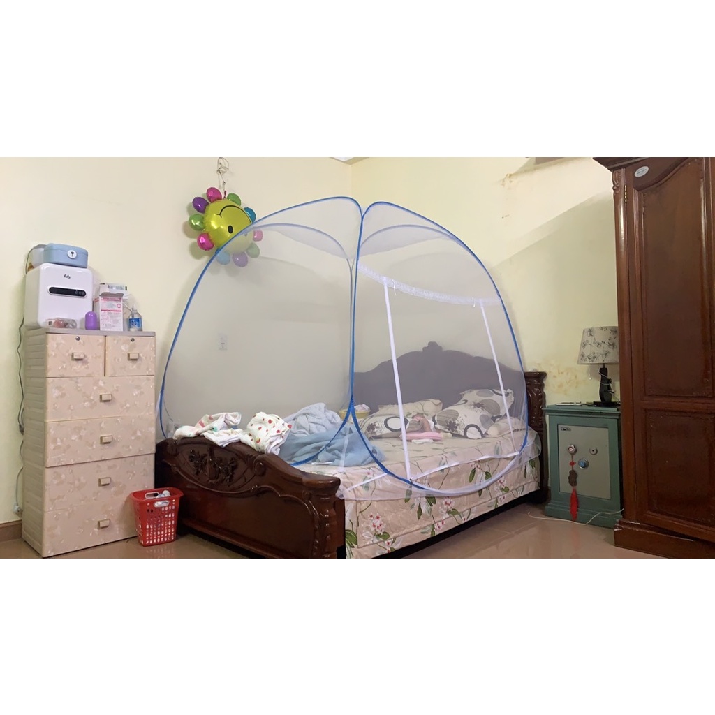 (Thanh lý) Màn chụp tự bung đỉnh vuông Nguyệt Ánh Bedding 1m8x2m - Mẫu mùng ngủ người lớn, màn dựng khung