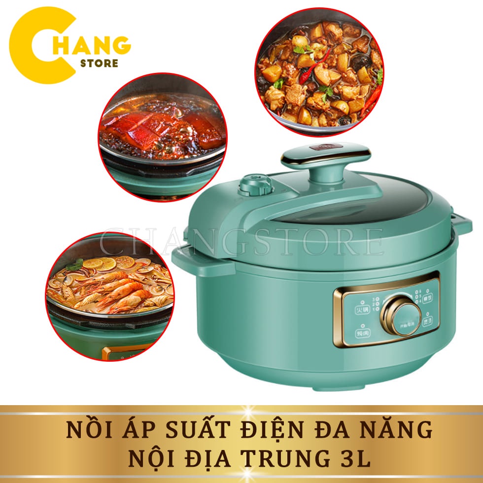 Nồi Áp Suất Nội Địa Trung Đa Chức Năng 3L Nấu Lẩu, Nấu Cơm, Hầm, Nấu Soup, Chiên, Xào