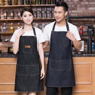 Tạp dề làm bếp bằng chất liệu denim chống thấm nước/dầu mỡ dành cho cặp đôi