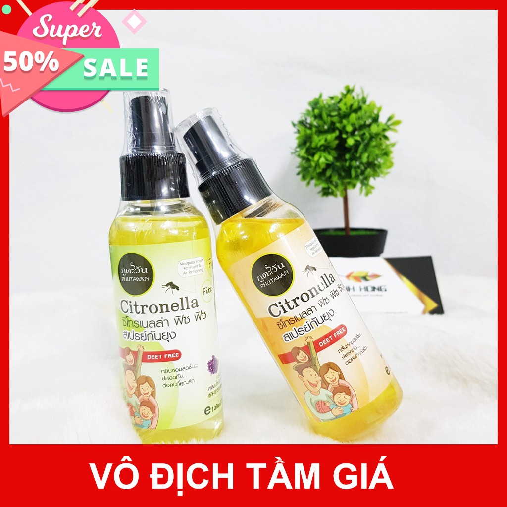 XỊT KHOÁNG CHỐNG MUỖI, CÔN TRÙNG TỪ CÂY SẢ VÀ THẢO DƯỢC THÁI LAN 100ml