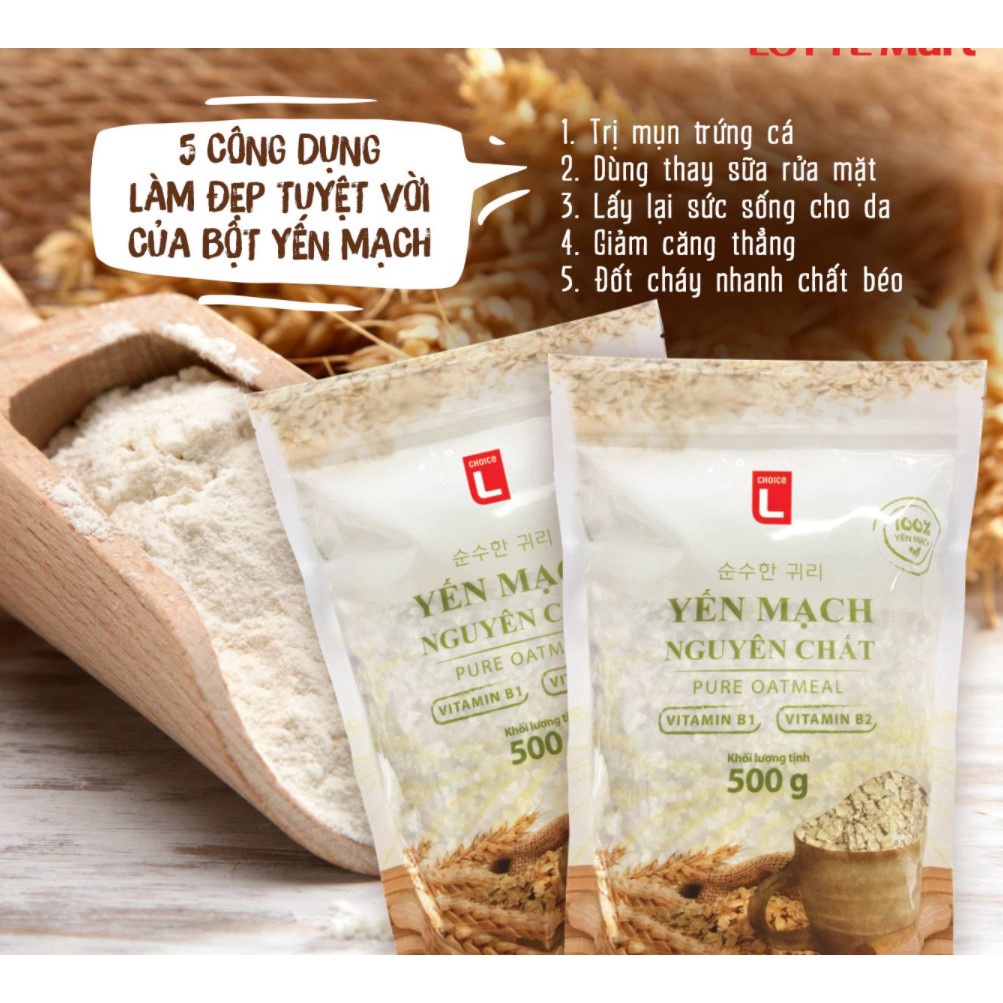 Yến Mạch Nguyên Chất/Nguyên Hạt/Gạo Lứt/Hạt Chia/Nếp Cẩm Túi 450G/500G - Choice L Chính Hãng