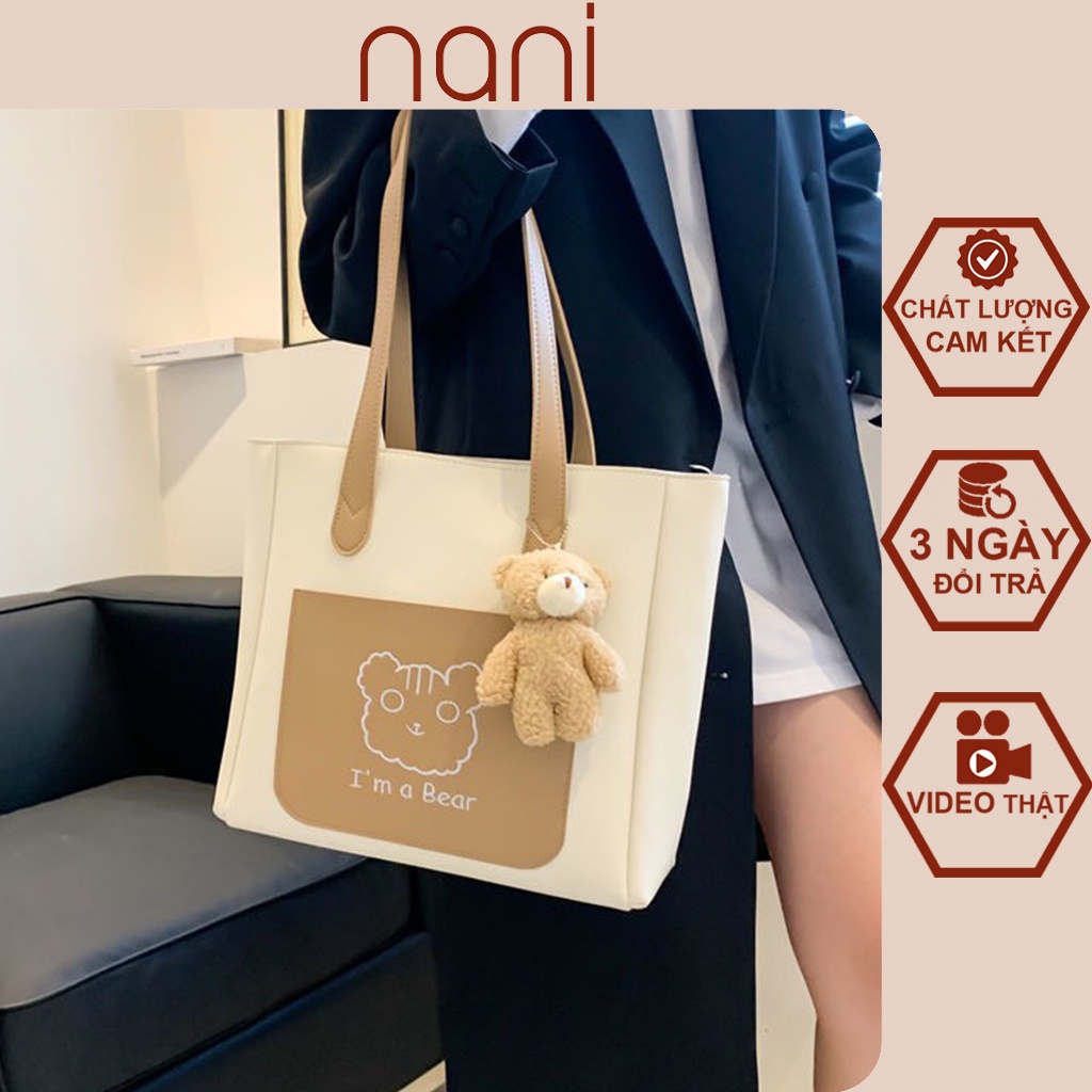 Túi tote da, túi xách nữ đeo vai đi học đi chơi dễ thương đựng vừa A4 mã HT57