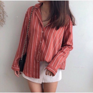 Áo sơ mi sọc cổ vest