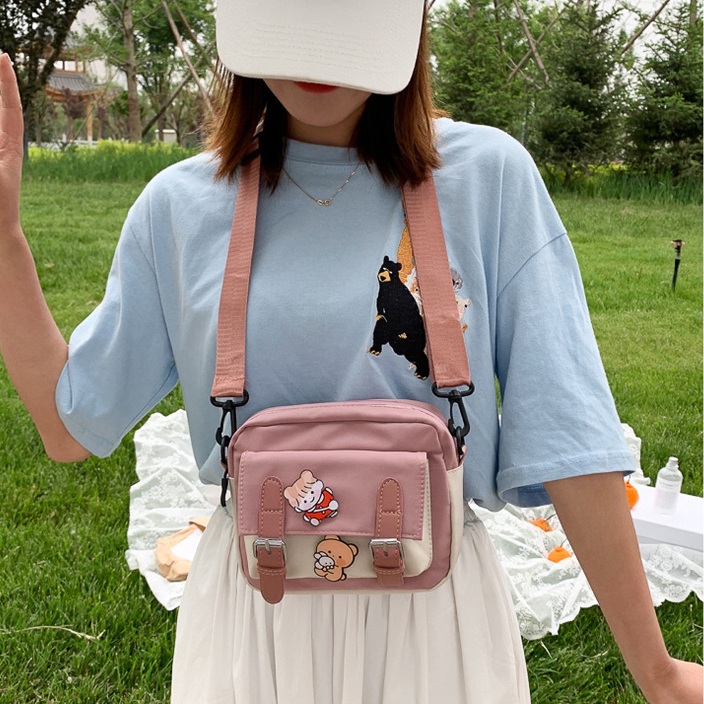 Túi Đeo Chéo Mini Vải Canvas Siêu Dễ Thương Đi Chơi Phong Cách Hàn Quốc
