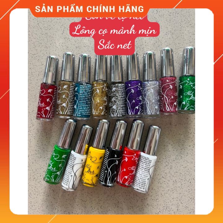 SƠN VẼ CỌ NÉT ELITE (Nắp Xi) - 10ml ( đủ màu )nét cọ mảnh vẽ sắc nét chất sơn vẽ không bị lem -dùng chon salon nail
