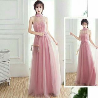 MAXI CỔ YẾM ĐÍNH CƯỜM