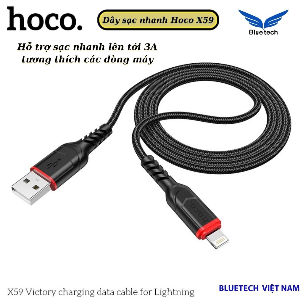 Dây sạc nhanh Hoco X59 dây dù sợi to siêu bền, Dây cáp truyền tải dữ liệu dài 1m các dòng điện thoại - Bluetech