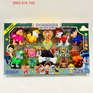 Hộp đồ chơi Mô hình đội chó cứu hộ Paw Patrol mini 6 nhân vật 4 huy hiệu và xương 58