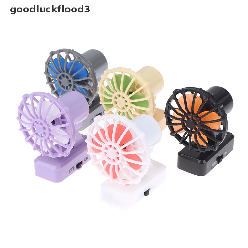 Quạt điện mini để bàn xoay được 1: 12 trang trí nhà búp bê độc đáo
