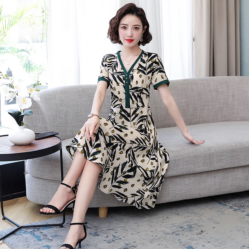 Đầm Che Bụng Thời Trang Mùa Hè Dành Cho Phụ Nữ Trung Niên 40-50 Tuổi